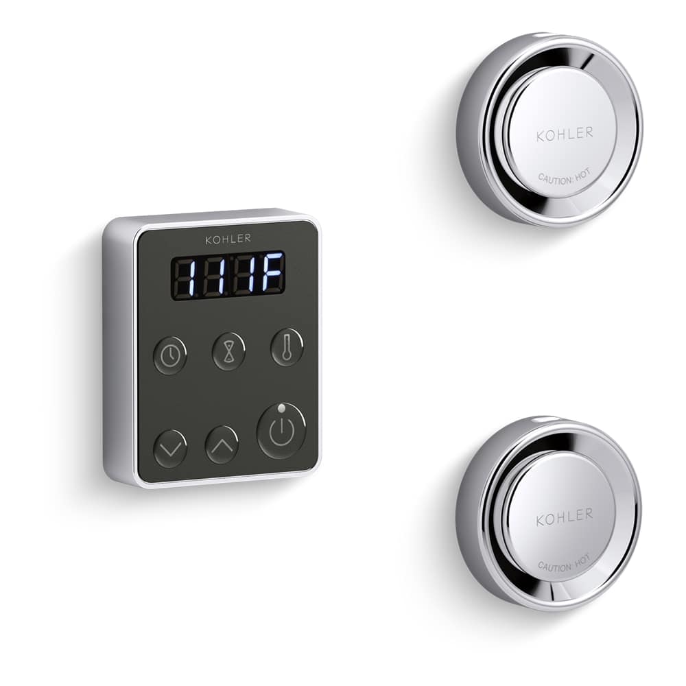 Invigoration Tandem Steam Control Kit with Fast-Response, Power Clean, Digital Clock, and Two Steam Heads with Aromatherapy Reservoirs