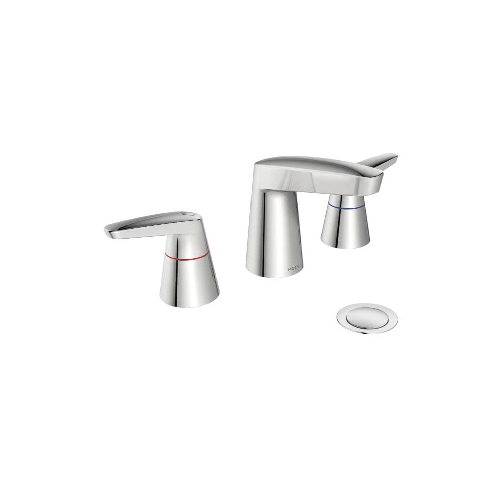 Moen M-Dura Widespread Bathroom Faucet with Metal Pop-Up Drain Assembly Chrome