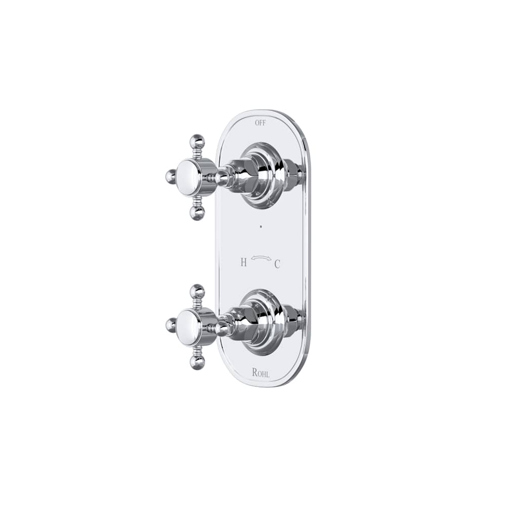 Five Function Thermostatic Valve Trim Only with Dual Cross Handles and Integrated Diverter - Less Rough In