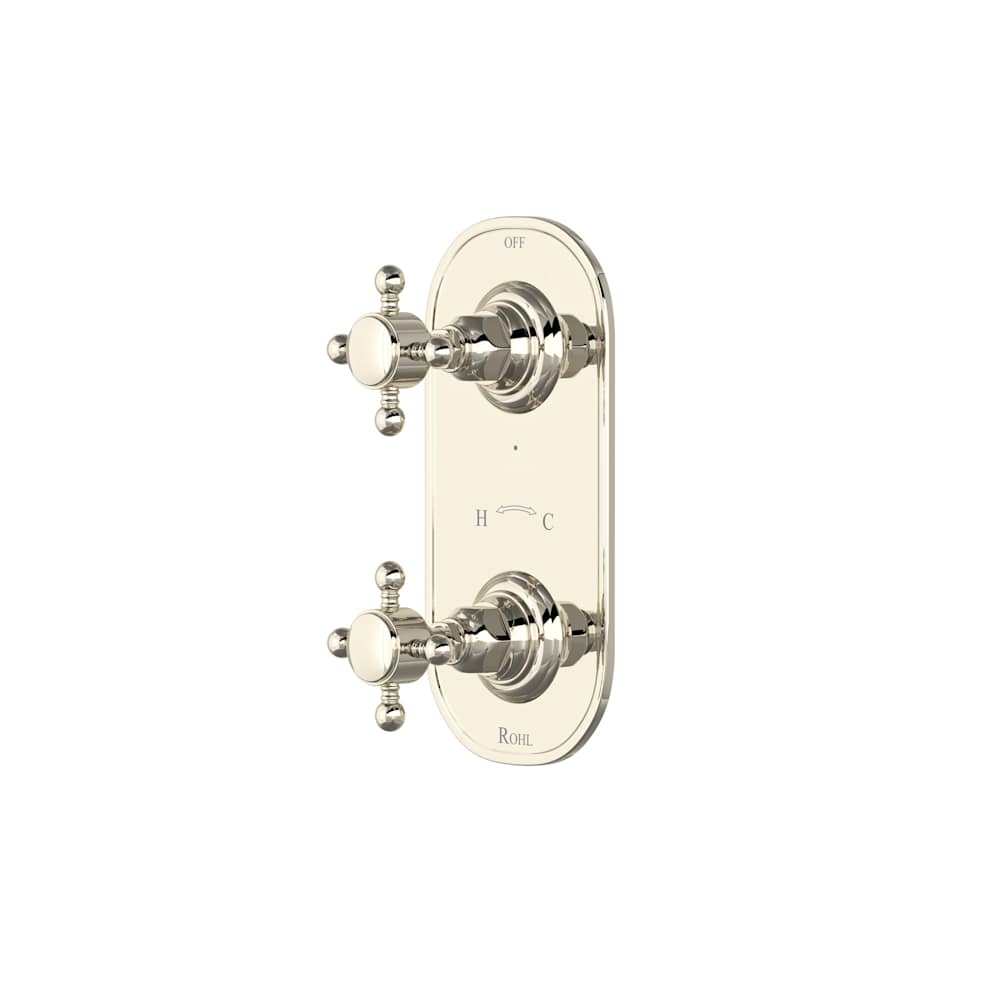Five Function Thermostatic Valve Trim Only with Dual Cross Handles and Integrated Diverter - Less Rough In