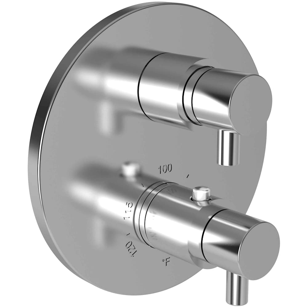 East Linear Three Function Thermostatic Valve Trim Only with Dual Lever Handles, Integrated Diverter, and Volume Control - Less Rough In