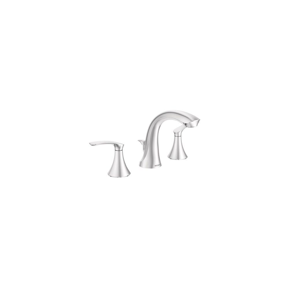 Moen Weymouth Double Handle Widespread Bathroom Faucet - Pop-Up Drain Included Brushed Nickel