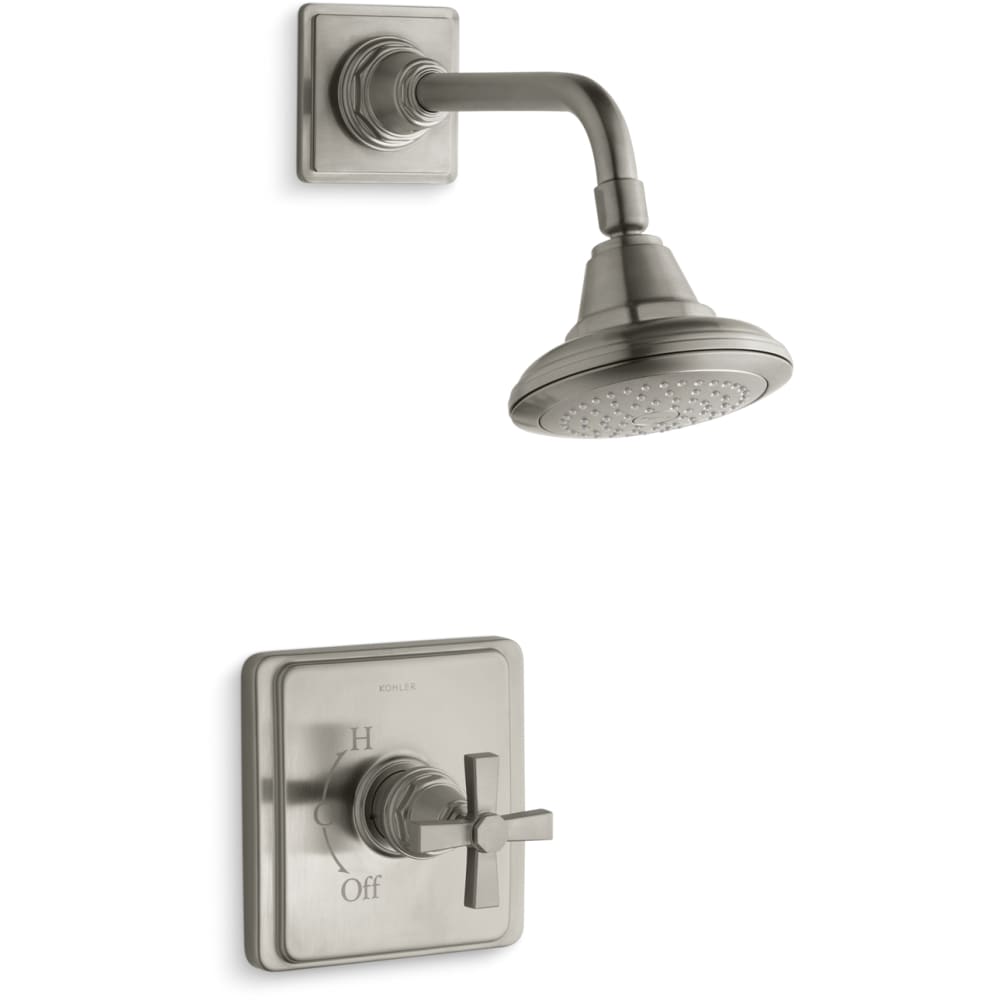 Pinstripe Single Handle Rite Temp Pressure Balanced Shower Only Trim with Single Function Shower Head