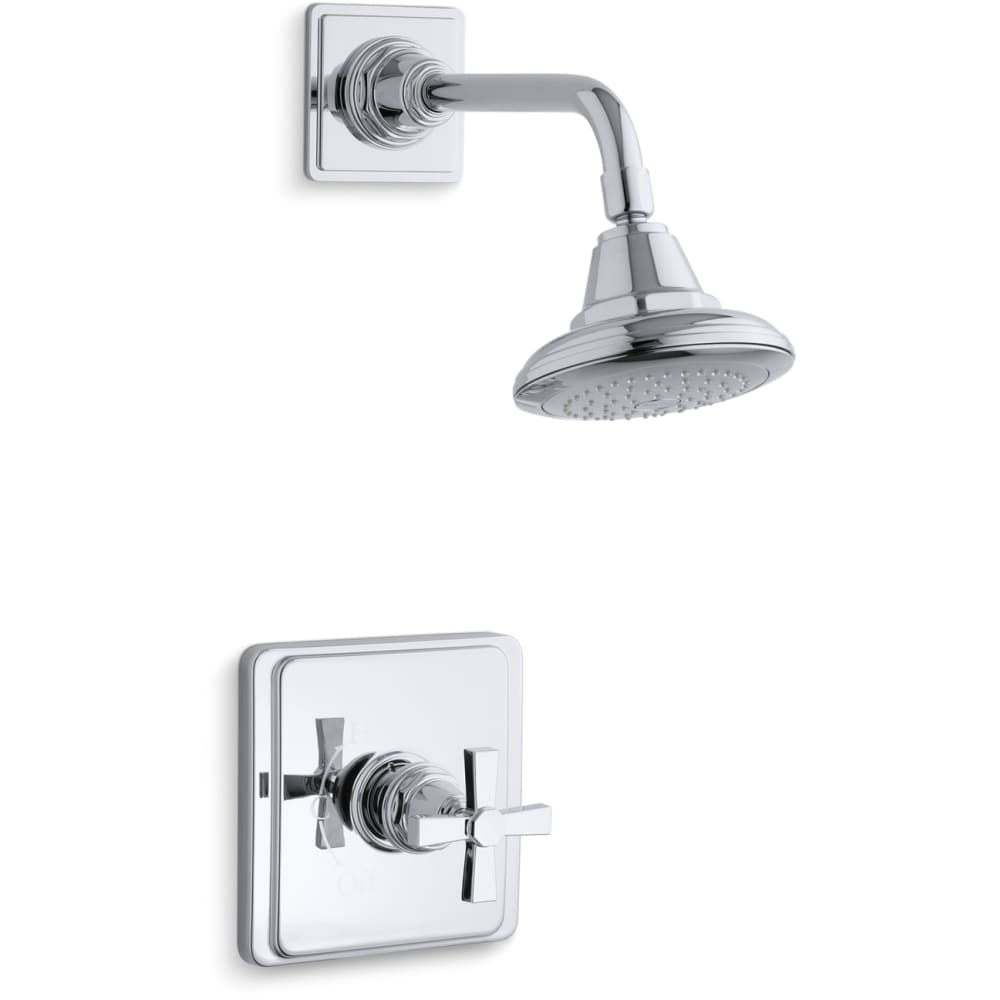 Pinstripe Single Handle Rite Temp Pressure Balanced Shower Only Trim with Single Function Shower Head