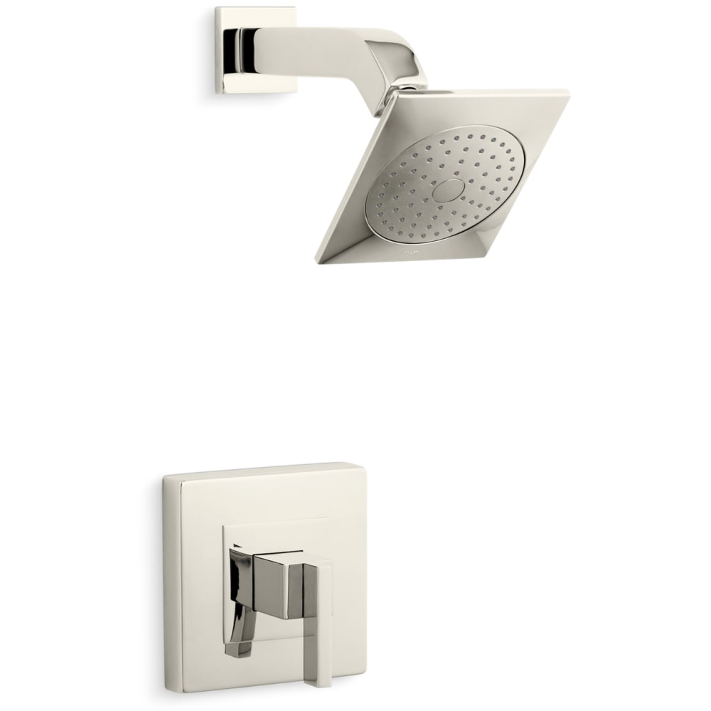 Loure Single Handle Rite-Temp Pressure Balanced Shower Valve Trim with Single Function Shower Head and Metal Lever Handle