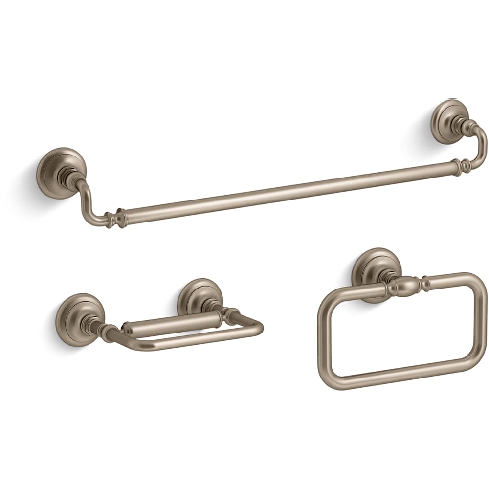Artifacts 24" Towel Bar, Towel Ring, and Pivoting Toilet Paper Holder Bundle