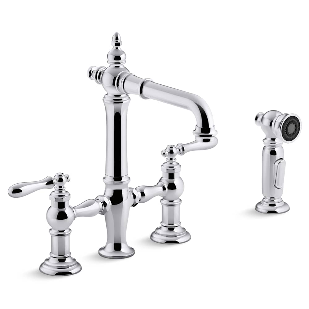 Artifacts 1.5 GPM Widespread Bridge Bar Faucet with Sweep, BerrySoft, ProMotion, and MasterClean Technologies - Includes Side Spray