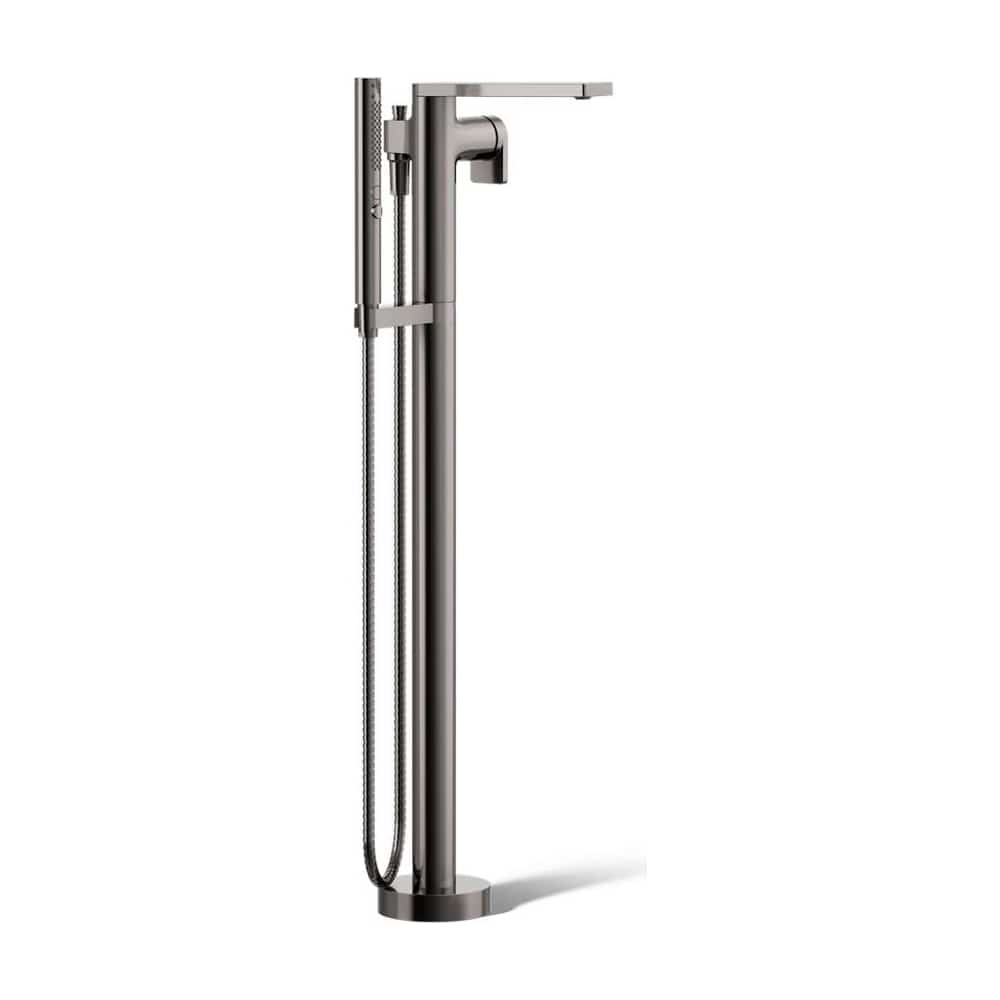 Composed Floor Mounted Tub Filler with Hand Shower and Built-In Diverter