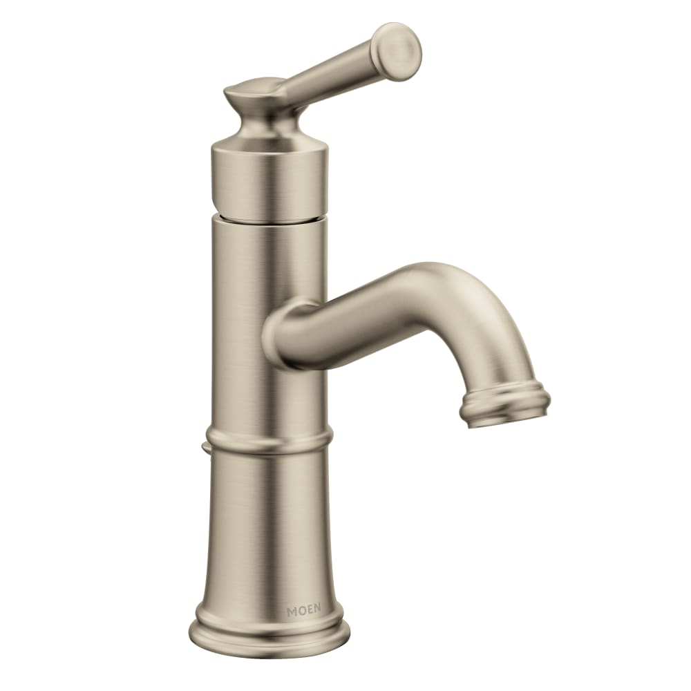 Moen Belfield 1.2 GPM Single Hole Bathroom Faucet - Includes Metal Pop-Up Drain Assembly Brushed Nickel