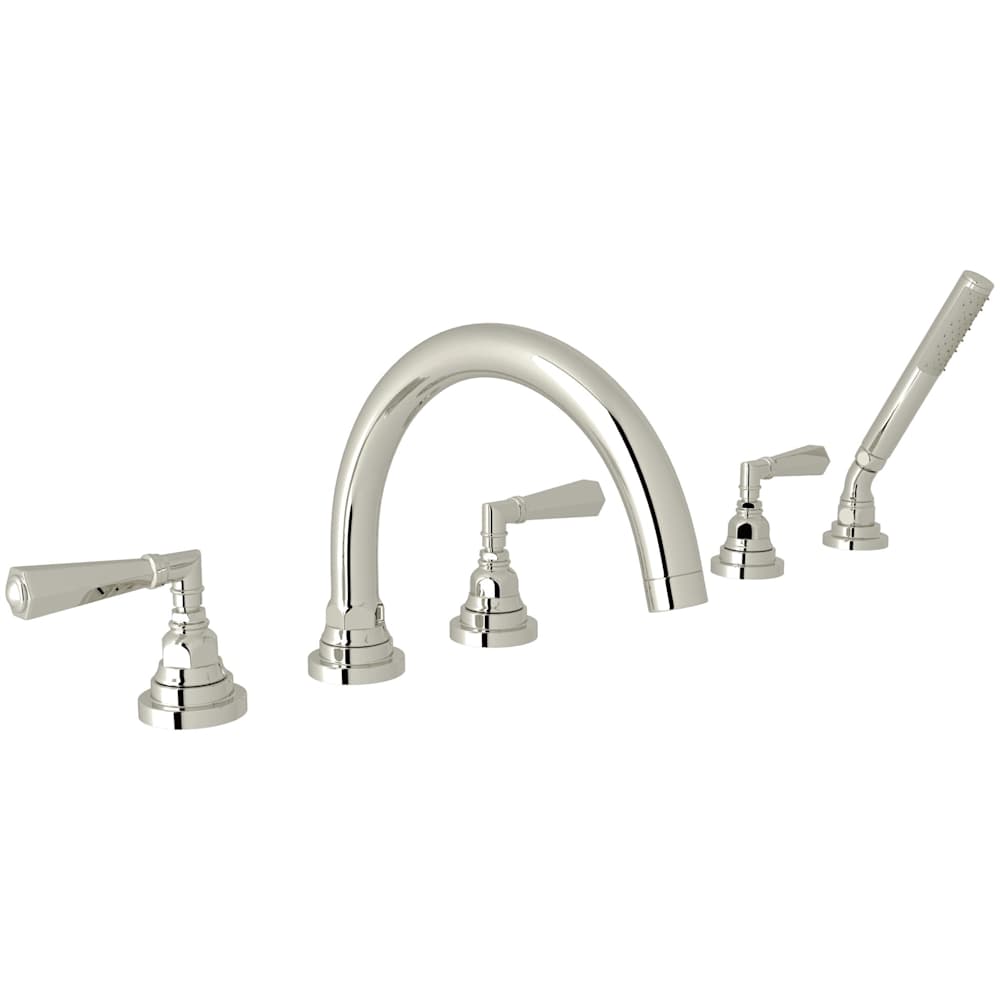 San Giovanni Deck Mounted Roman Tub Filler with Built-In Diverter - Includes Hand Shower