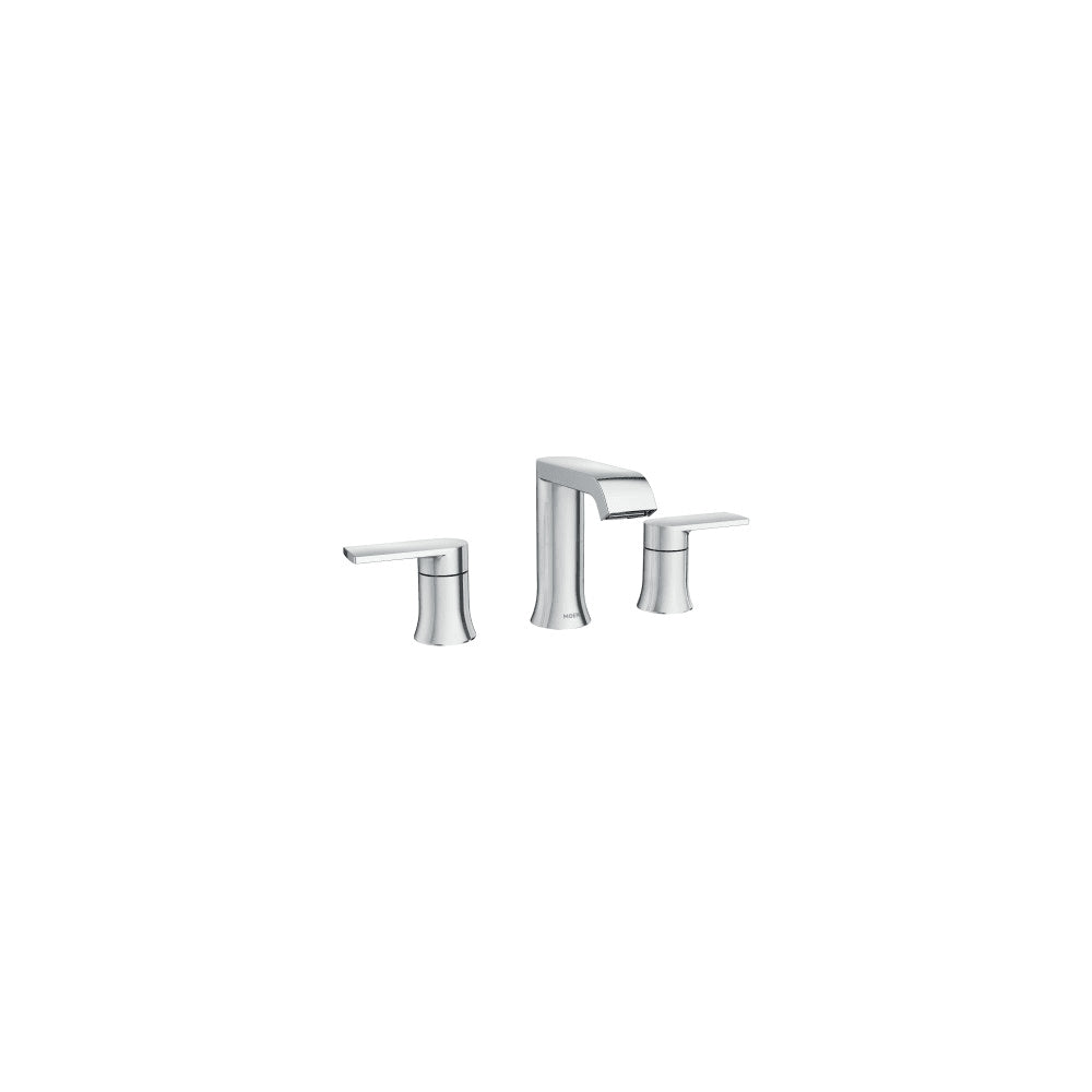 Moen Genta 1.2 GPM Widespread Bathroom Faucet with Lift Rod Drain Assembly and Duralock Technology Chrome