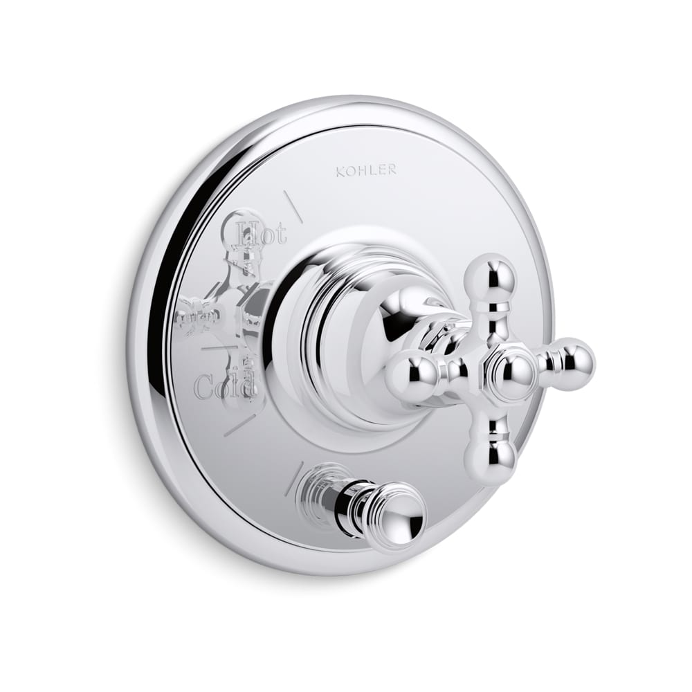 Artifacts Two Function Pressure Balanced Valve Trim Only with Single Cross Handle and Integrated Diverter - Less Rough In