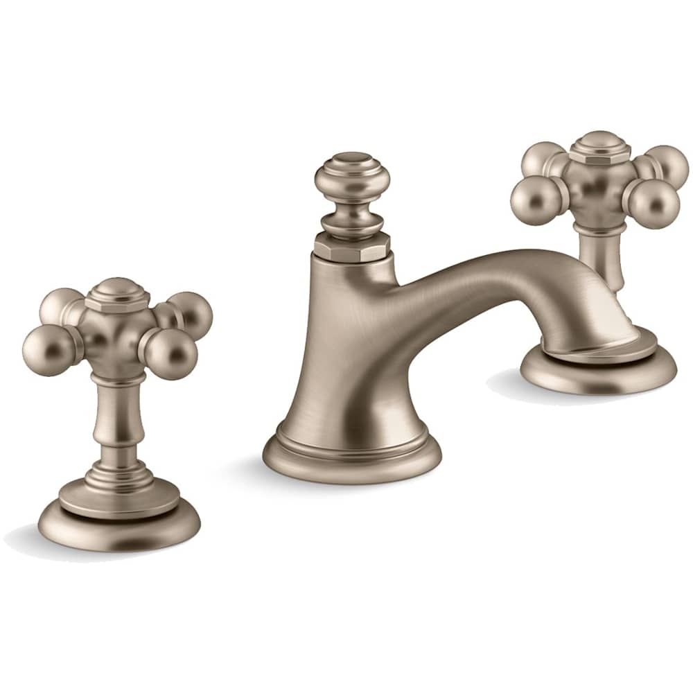 Artifacts Widespread Bathroom Faucet with Bell Spout and Cross Handles - Includes Clicker Drain Assembly