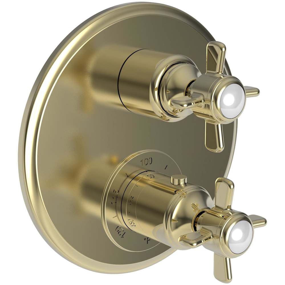 Fairfield Three Function Thermostatic Valve Trim Only with Dual Cross Handles, Integrated Diverter, and Volume Control - Less Rough In