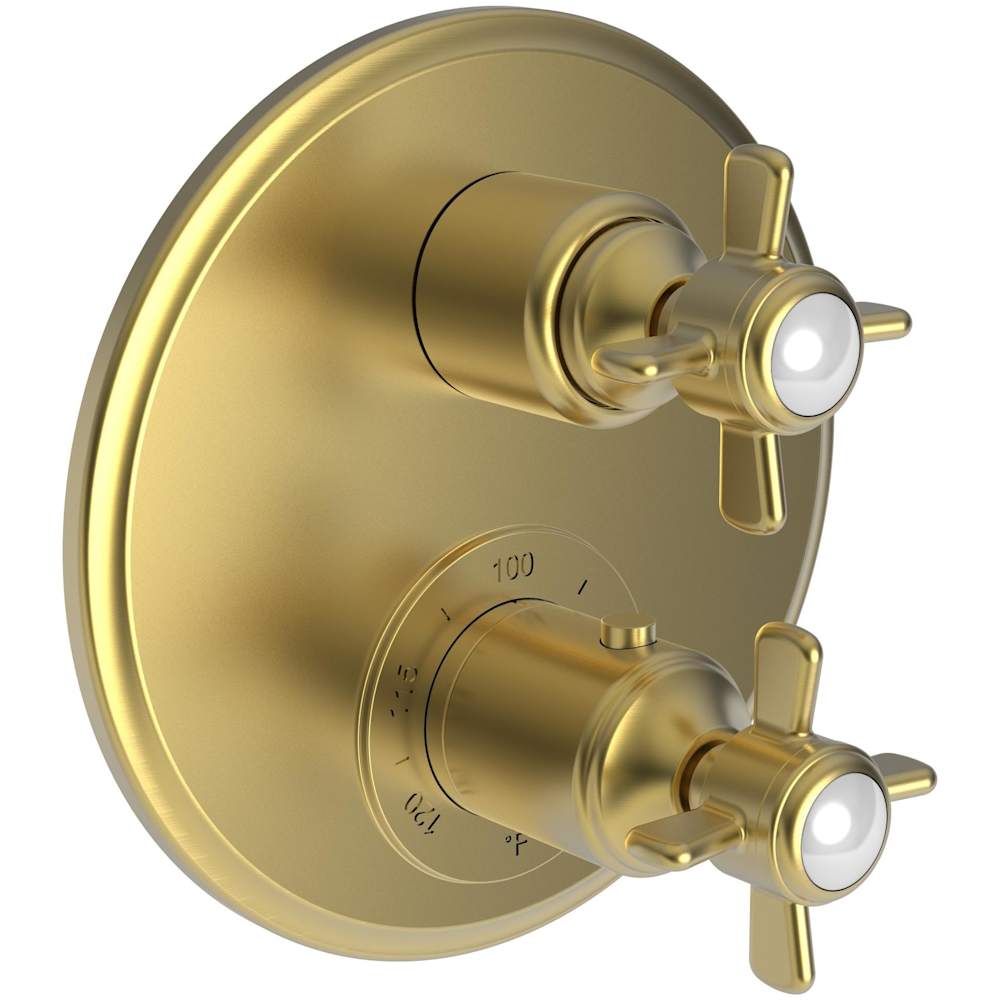 Fairfield Three Function Thermostatic Valve Trim Only with Dual Cross Handles, Integrated Diverter, and Volume Control - Less Rough In