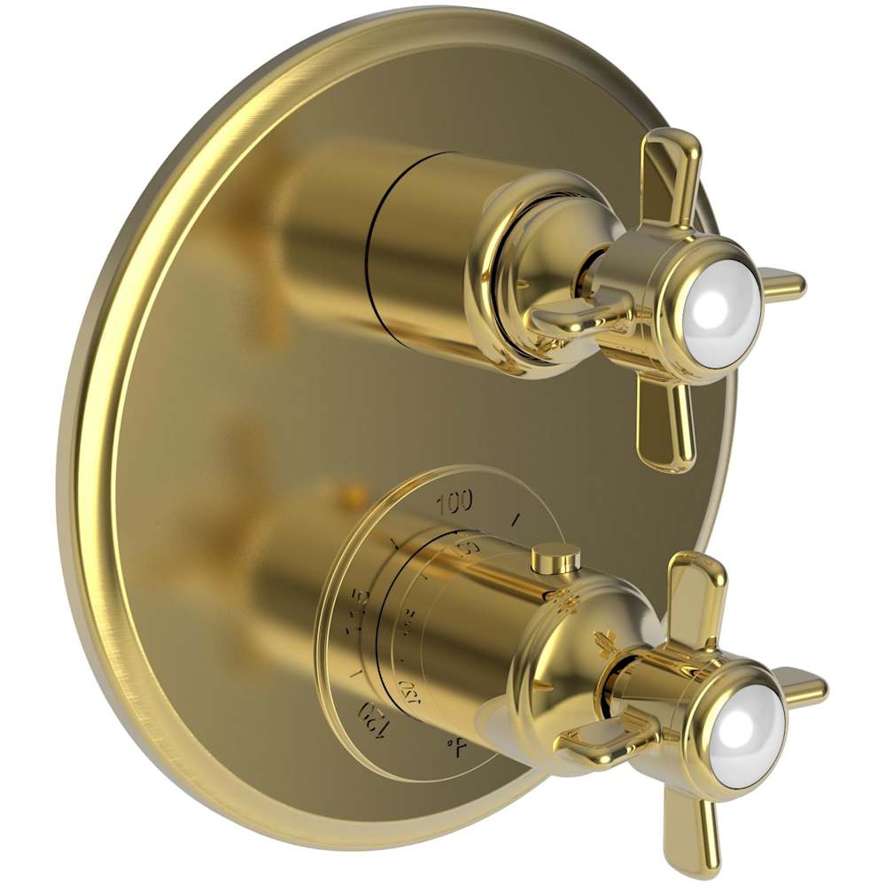 Fairfield Three Function Thermostatic Valve Trim Only with Dual Cross Handles, Integrated Diverter, and Volume Control - Less Rough In