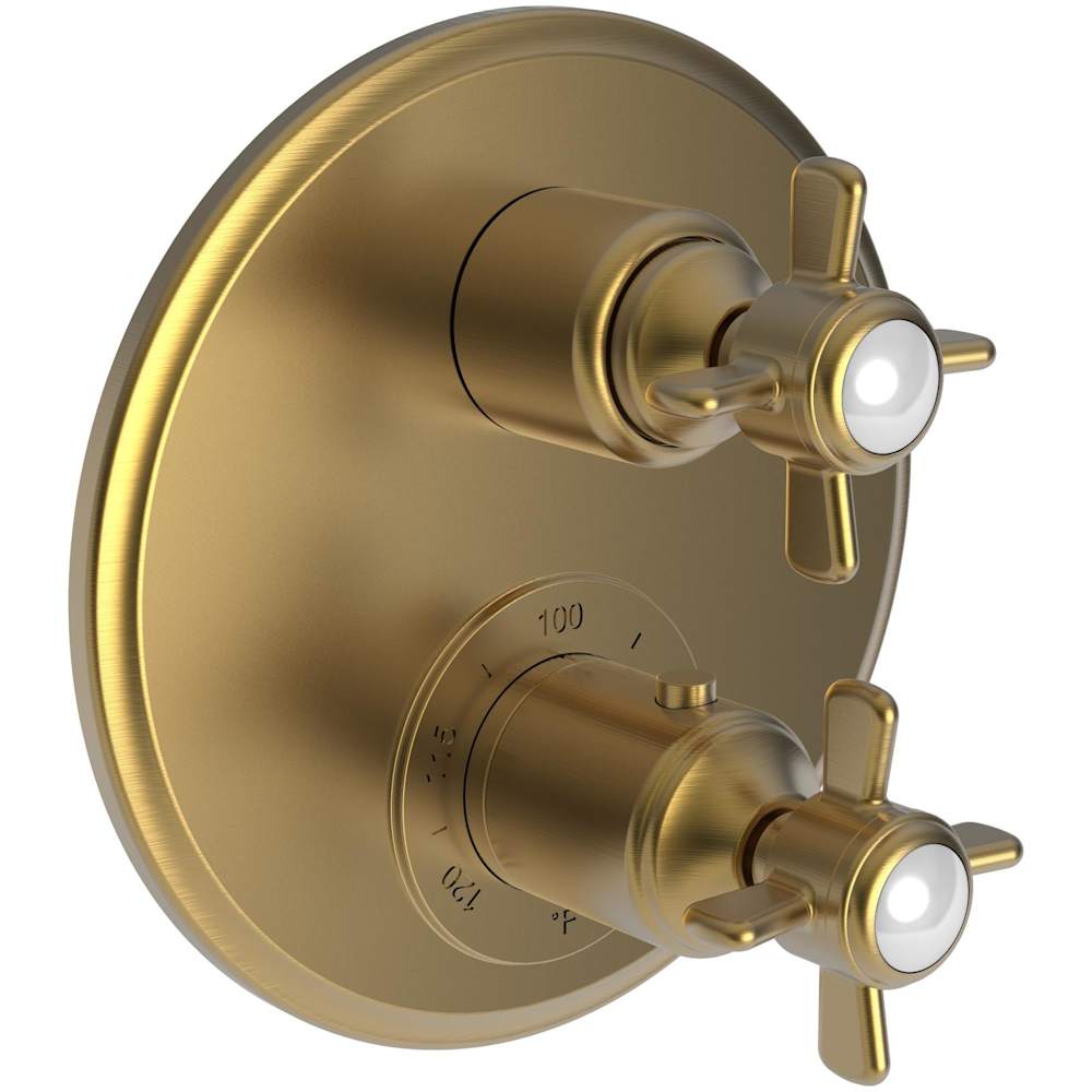 Fairfield Three Function Thermostatic Valve Trim Only with Dual Cross Handles, Integrated Diverter, and Volume Control - Less Rough In