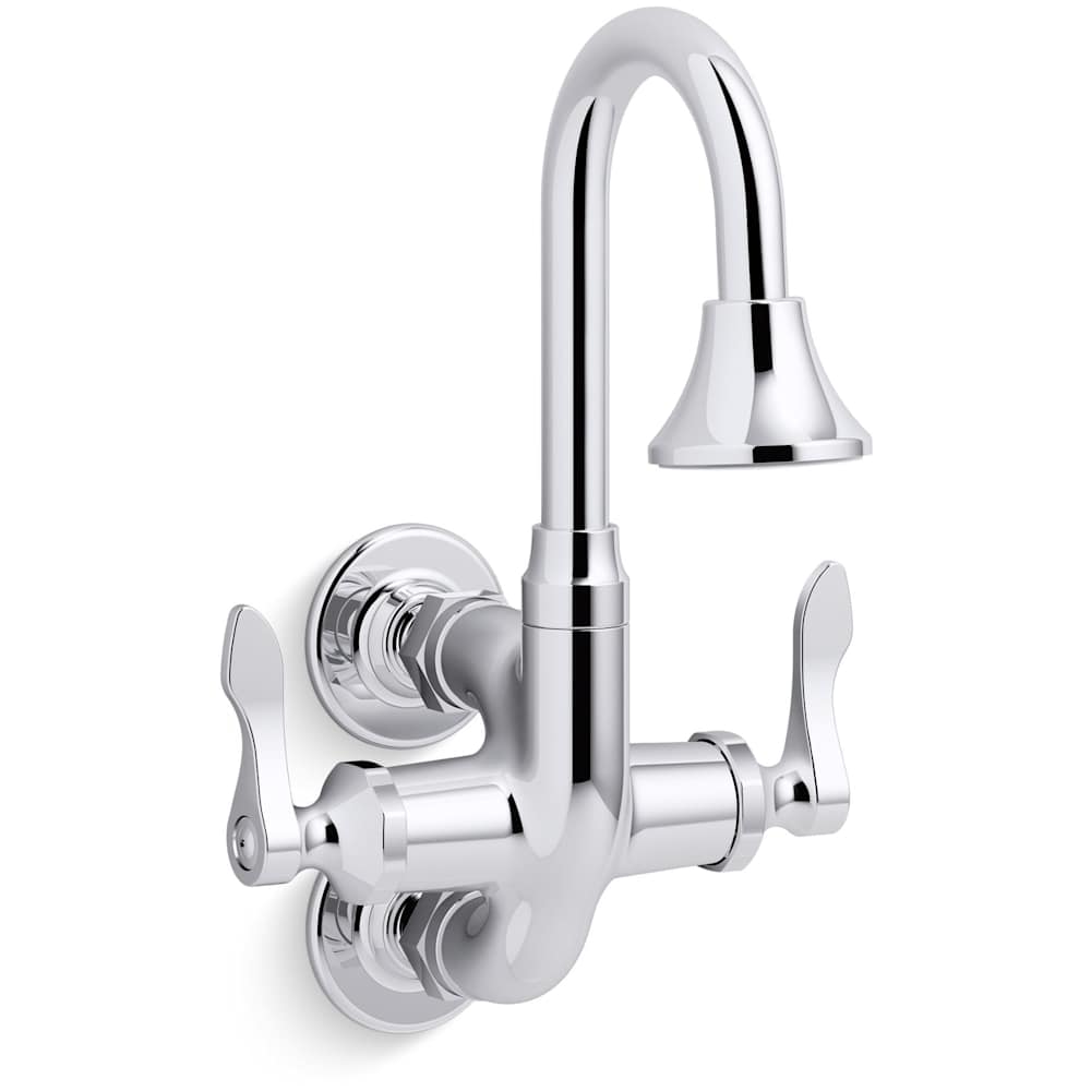 Triton Bowe Cannock 1.2 GPM Wall Mounted Double Hole Bathroom Faucet - Less Drain Assembly