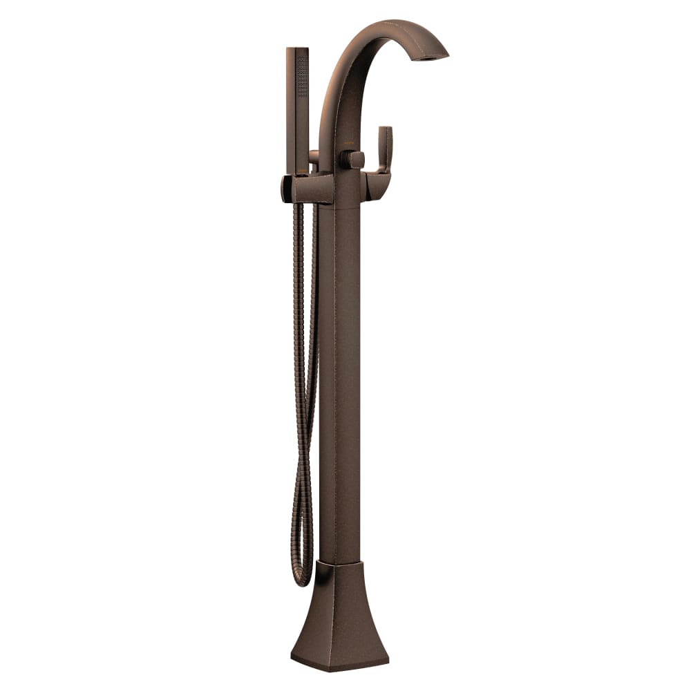 Moen Voss Floor Mounted Tub Filler with Riser and Built-In Diverter - Includes Hand Shower Oil Rubbed Bronze