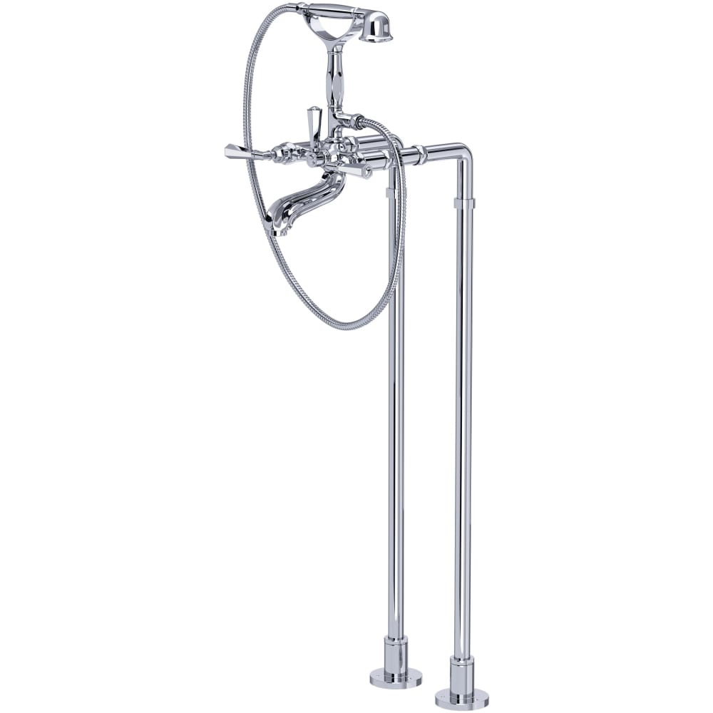 Palladian Floor Mounted Tub Filler with Built-In Diverter - Includes Hand Shower