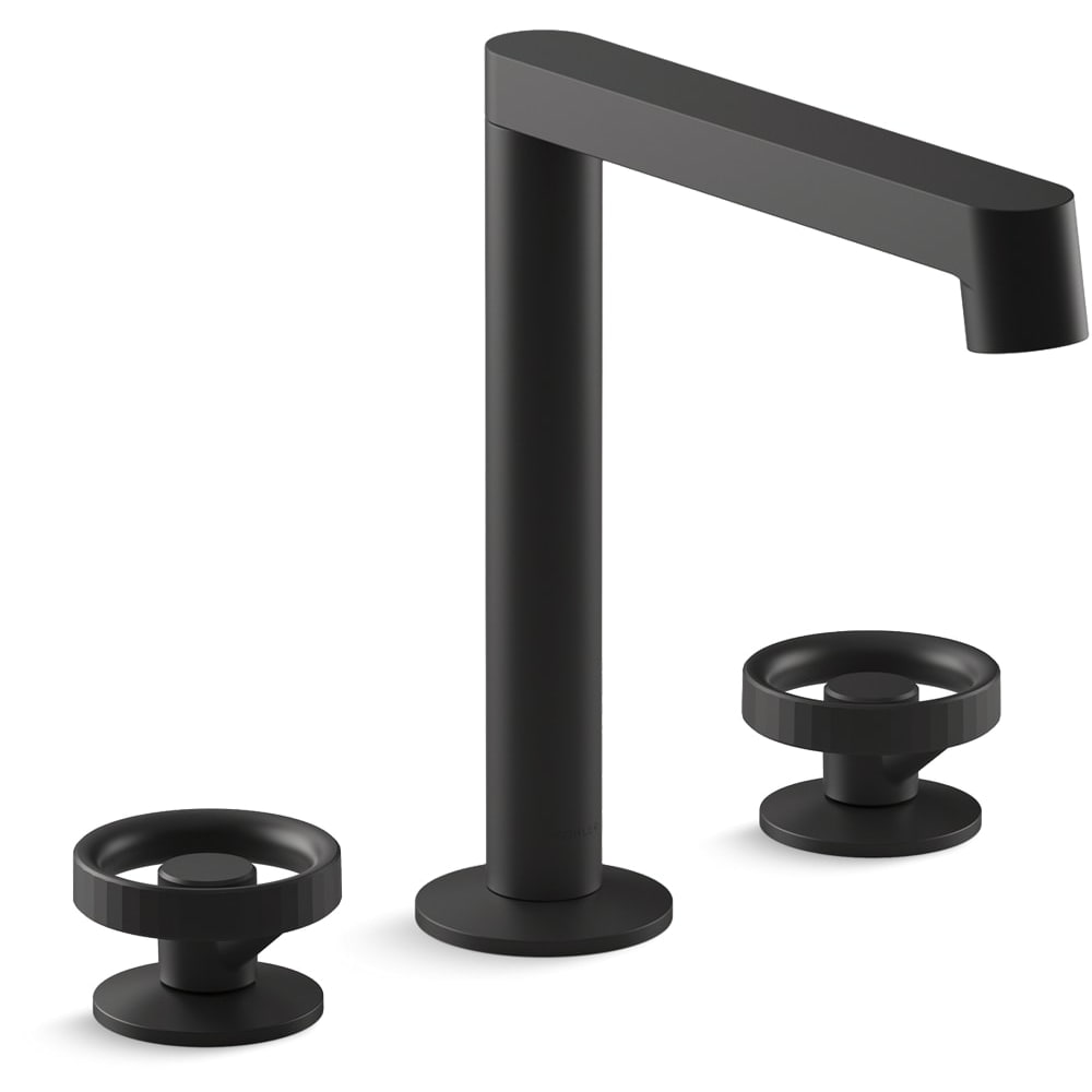 Components 1.2 GPM Widespread Row Spout Bathroom Faucet with Industrial Handles, UltraGlide Technology and Pop-Up Drain Assembly