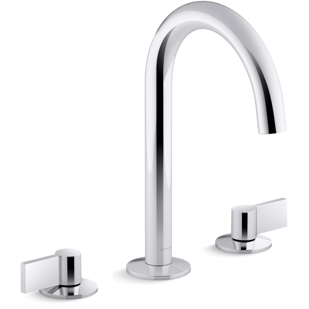 Components 1.2 GPM Widespread Tube Spout Bathroom Faucet with Lever Handles, UltraGlide Technology, and Pop-Up Drain Assembly