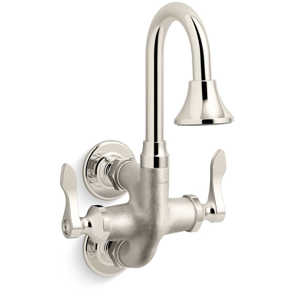 Triton Bowe Cannock 1.2 GPM Wall Mounted Double Hole Bathroom Faucet - Less Drain Assembly