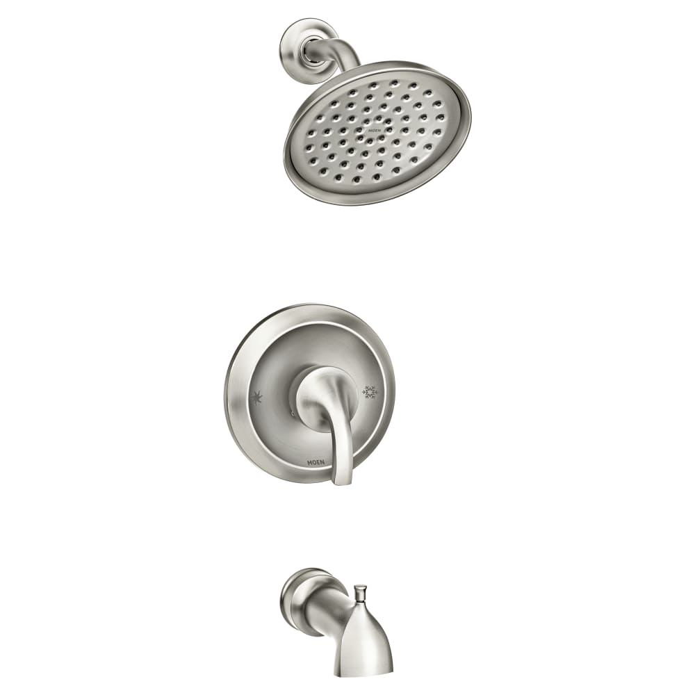 Moen Hamden Tub and Shower Trim Package with 1.75 GPM Single Function Shower Head and Posi-Temp Technology Spot Resist Brushed Nickel