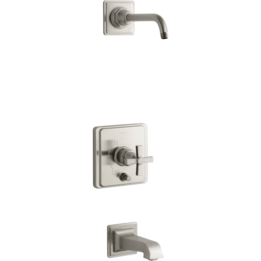 Pinstripe Tub and Shower Trim Package with Cross Handle - Less Shower Head and Rough In