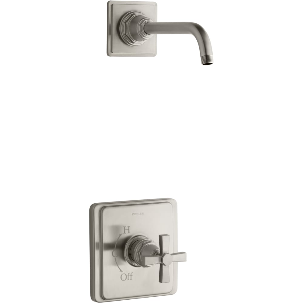 Pinstripe Shower Only Trim Package with Cross Handle - Less Shower Head and Rough In