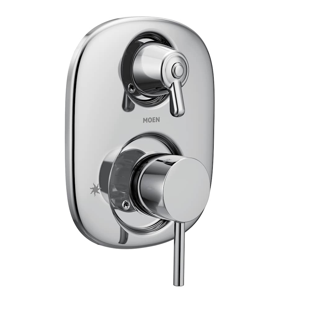 Moen Single Handle Posi-Temp Tub and Shower Valve Trim with Single Function Shower Head from the Banbury Collection (Valve Included) Spot Resist Brushed Nickel