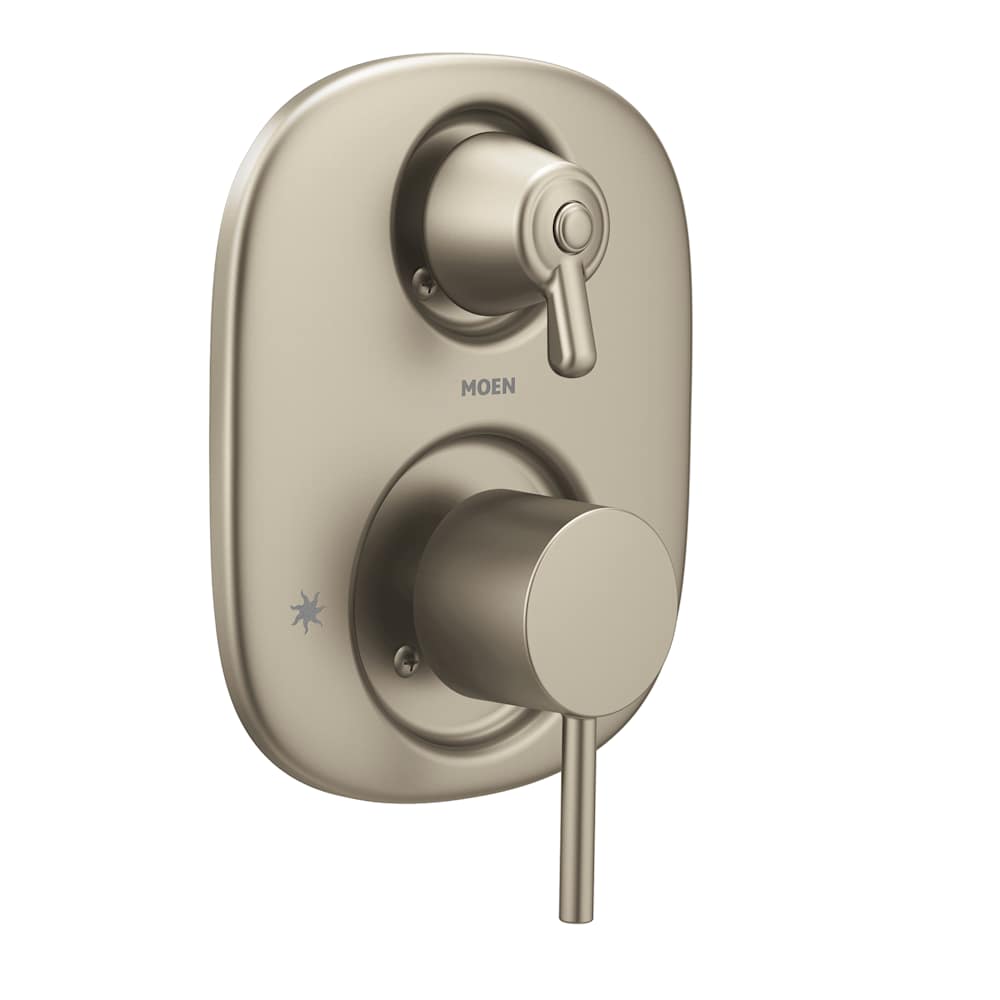 Moen Single Handle Posi-Temp Pressure Balanced Shower Trim with Rain Shower Head from the Telford Collection (Valve Included) Spot Resist Brushed Nickel