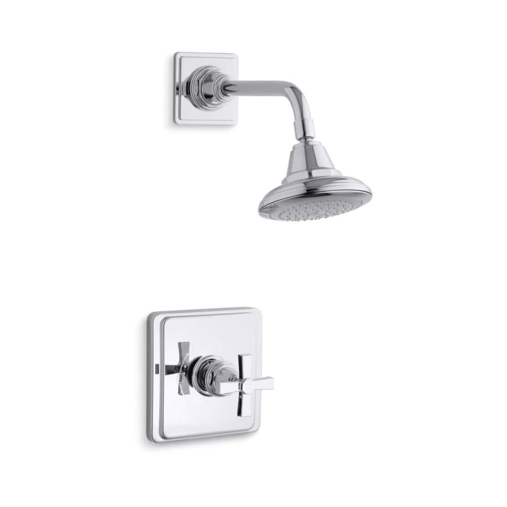 Pinstripe 1.75 GPM Rite-Temp Pressure Balancing Shower Trim Clean Design and Cross Handle