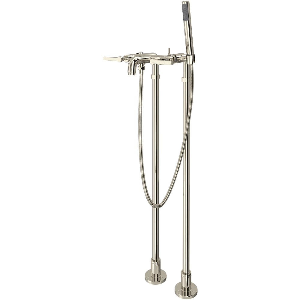 Lombardia Floor Mounted Tub Filler with Built-In Diverter - Includes Hand Shower