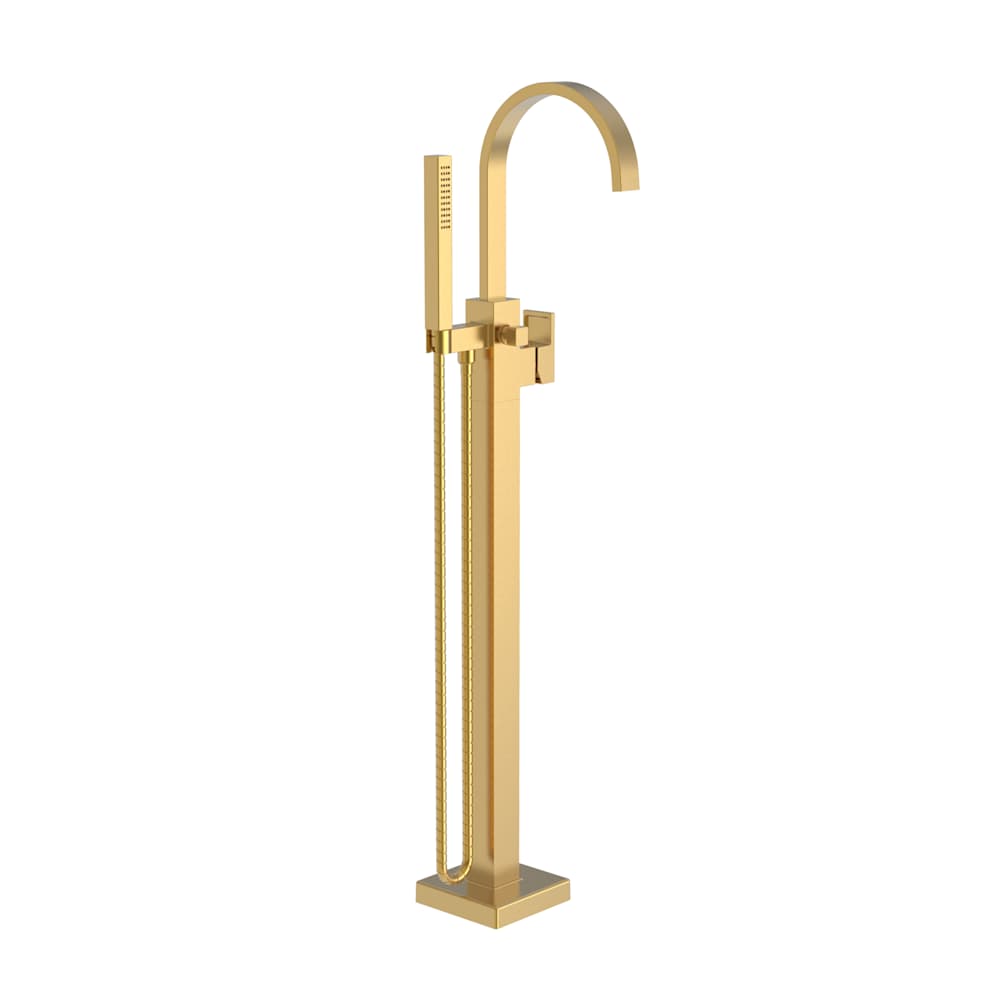 Secant Floor Mounted Tub Filler with Built-In Diverter - Includes Hand Shower