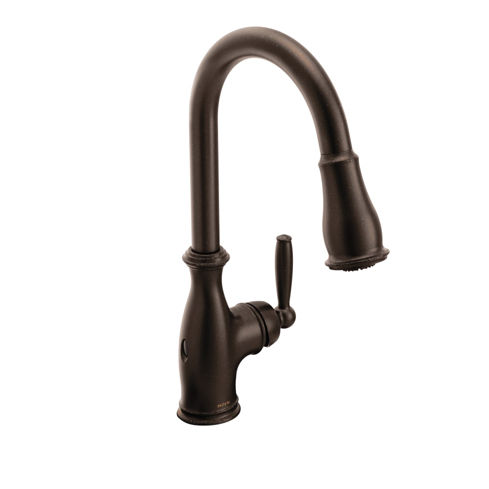 Moen Brantford 1.5 GPM Single Hole Pull Down Kitchen Faucet with Duralast, Duralock, MotionSense, PowerClean, and Reflex Technology - Includes Escutcheon Oil-Rubbed Bronze