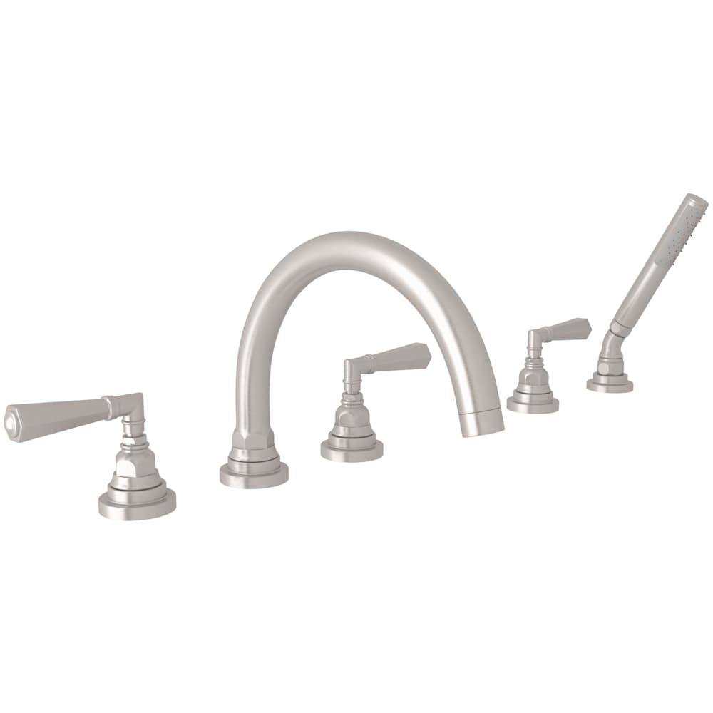 San Giovanni Deck Mounted Roman Tub Filler with Built-In Diverter - Includes Hand Shower