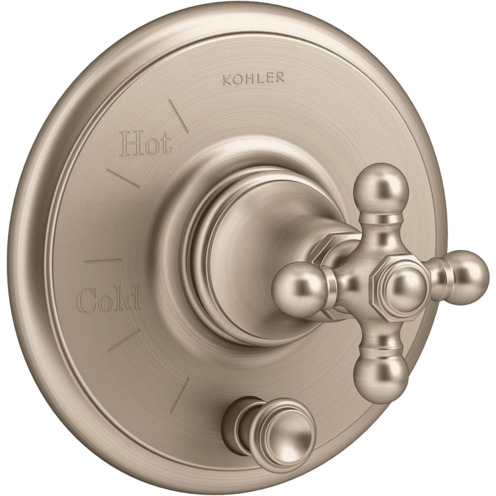 Artifacts Two Function Pressure Balanced Valve Trim Only with Single Cross Handle and Integrated Diverter - Less Rough In