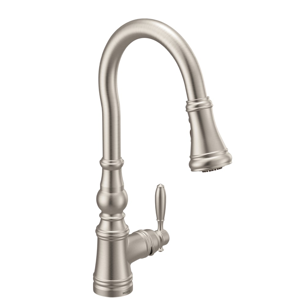 Moen Voss Floor Mounted Tub Filler with Riser and Built-In Diverter - Includes Hand Shower Brushed Nickel