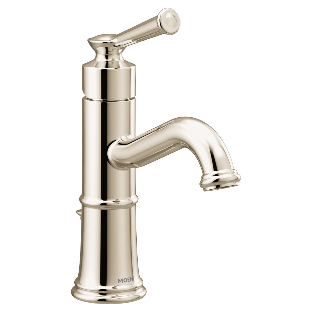 Moen Belfield 1.2 GPM Single Hole Bathroom Faucet - Includes Metal Pop-Up Drain Assembly Polished Nickel