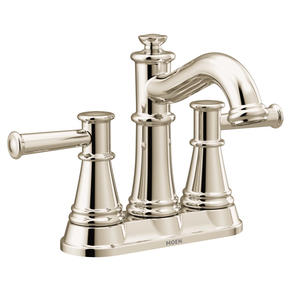 Moen Belfield 1.2 GPM Centerset Bathroom Faucet - Includes Metal Pop-Up Drain Assembly Polished Nickel
