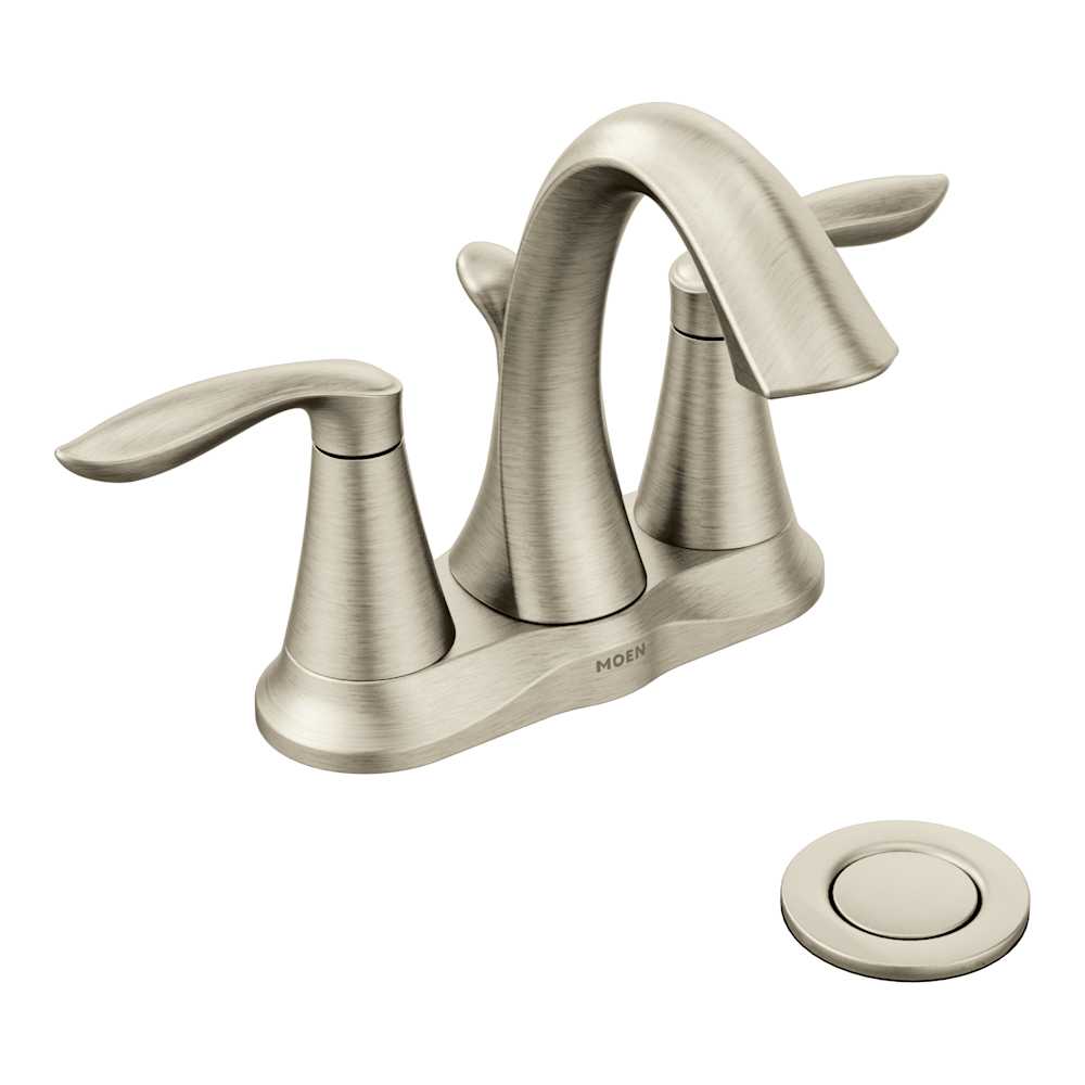 Moen Double Handle Centerset Bathroom Faucet from the Eva Collection and Valve Included (Pack of 2) Brushed Nickel