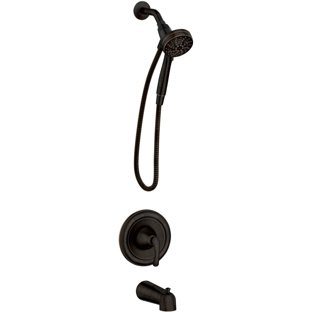 Moen Tiffin Tub and Shower Trim Package with 1.75 GPM Multi Function Magnetix Docking Shower Head and Posi-Temp Technology Mediterranean Bronze