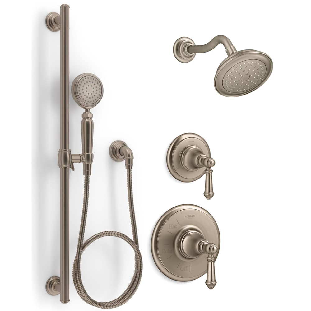 Artifacts Pressure Balanced Shower System with Shower Head, Hand Shower, Valve Trim, and Shower Arm
