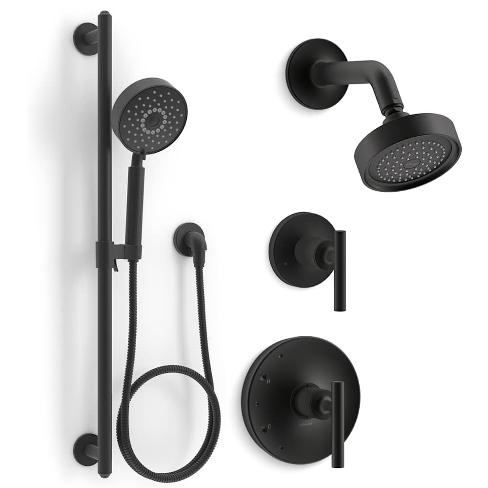 Purist Pressure Balanced Shower System with Shower Head, Hand Shower, Valve Trim, and Shower Arm