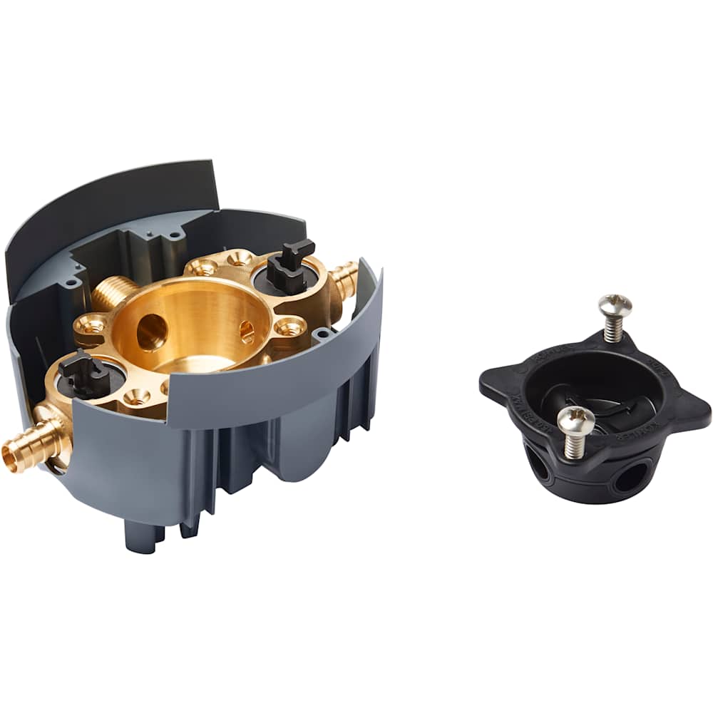 Rite-Temp 1/2" Rough-In with PEX Inlets, NPT outlets, and Service Stops - Less Valve Cartridge