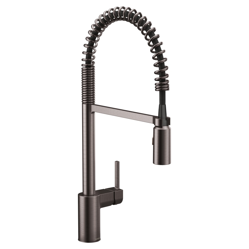 Moen Align 1.5 GPM Single Hole Pre-Rinse Pull Down Kitchen Faucet with Power Boost Black Stainless Steel