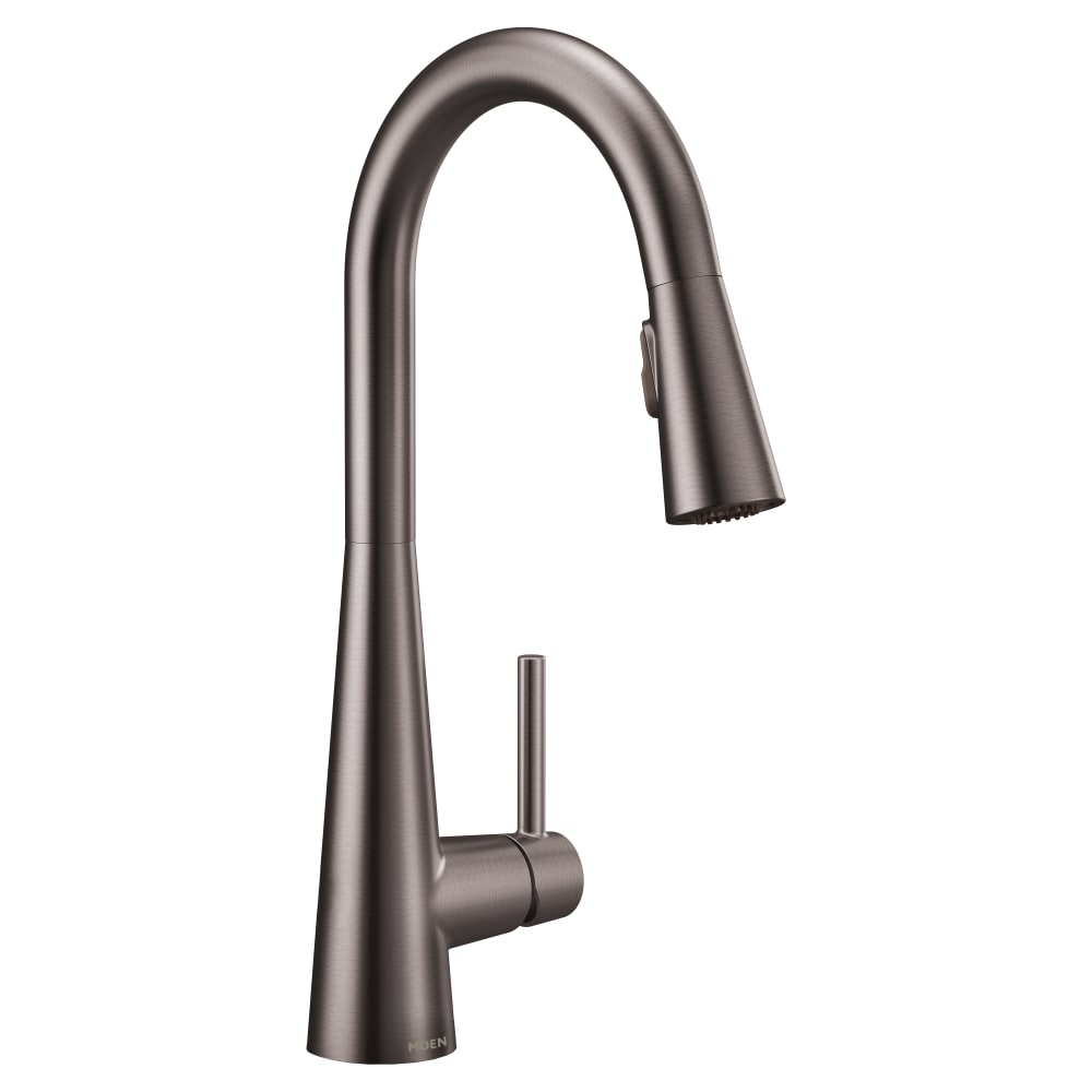 Moen Sleek 1.5 GPM Single Hole Pull Down Kitchen Faucet - Includes Escutcheon Black Stainless Steel
