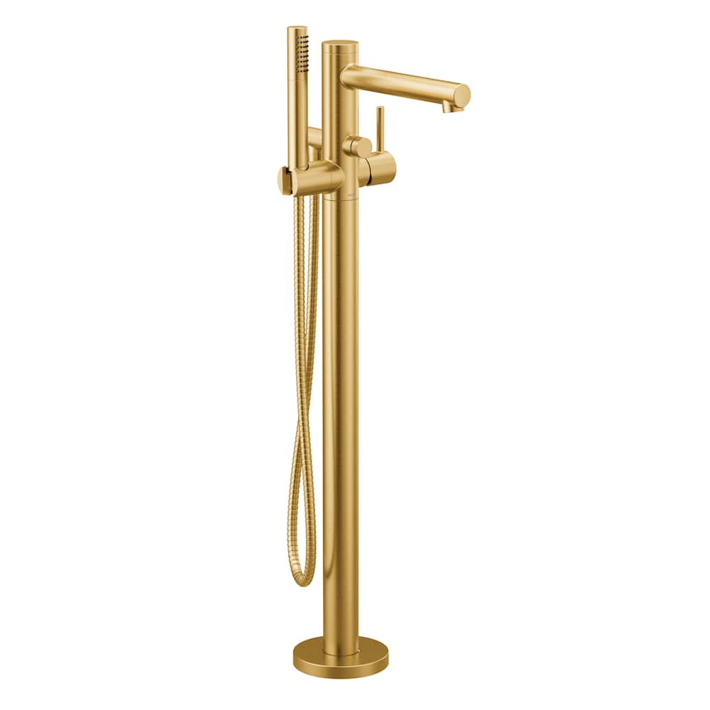 Moen Align Floor Mounted Tub Filler with Built-In Diverter - Includes Hand Shower Brushed Gold
