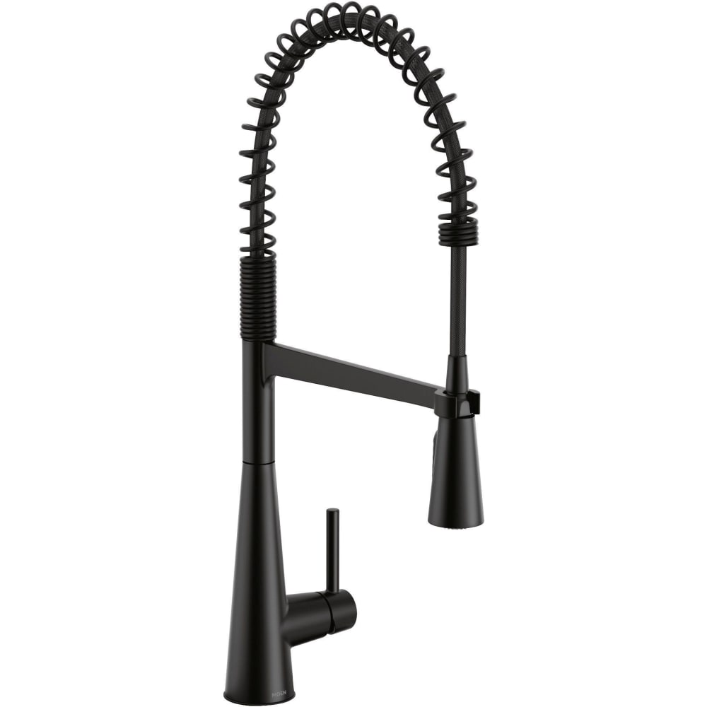 Moen Sleek 1.5 GPM Single Hole Pre-Rinse Pull Down Kitchen Faucet with Power Boost Matte Black